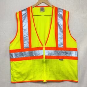 ULINE L/XL Reflective Hi-Vis Safety Vest PPE‎ Utility Workwear Construction Lime